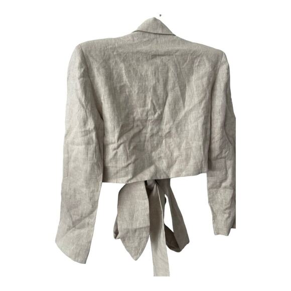 Nonchalant Cecilia Jacket Twist Front 100%  Linen Crop Top Beige Oat Classy M - Picture 7 of 9